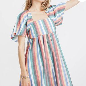 Madewell Square-Neck Mini Dress in Festival Stripe